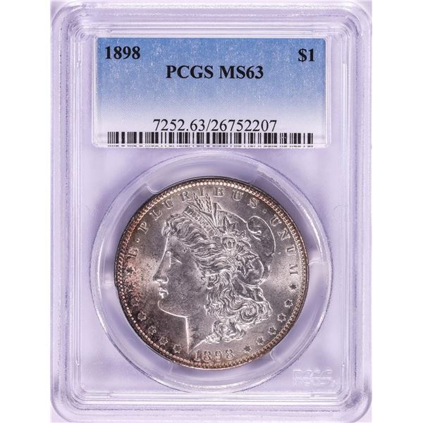 1898 $1 Morgan Silver Dollar Coin PCGS MS63