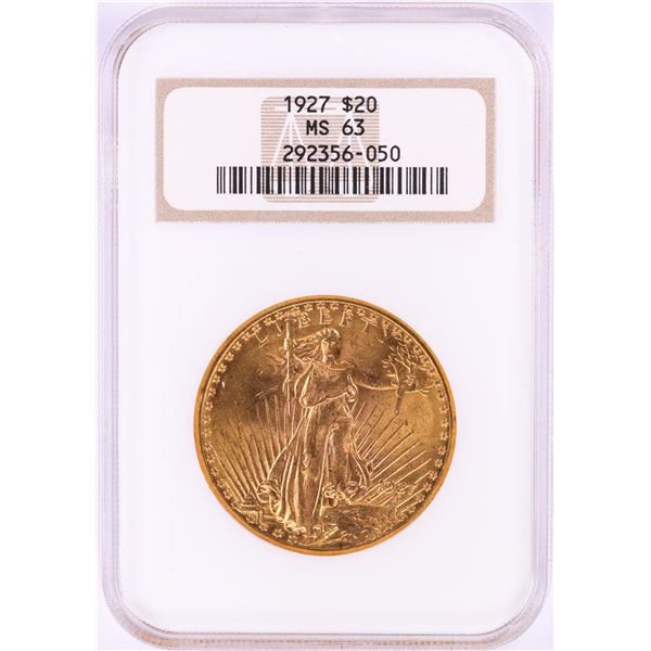 1927 $20 St. Gaudens Double Eagle Gold Coin NGC MS63