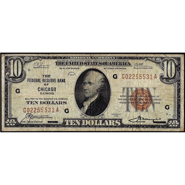 1929 $10 Federal Reserve Bank Note Chicago