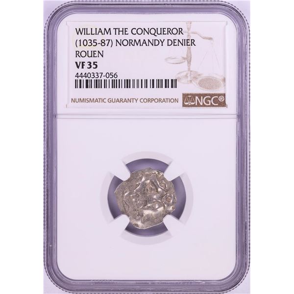 1035-87 William The Conqueror Normandy Rouen Denier Coin NGC VF35