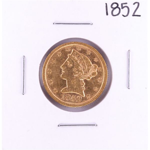 1852 $5 Liberty Head Half Eagle Gold Coin
