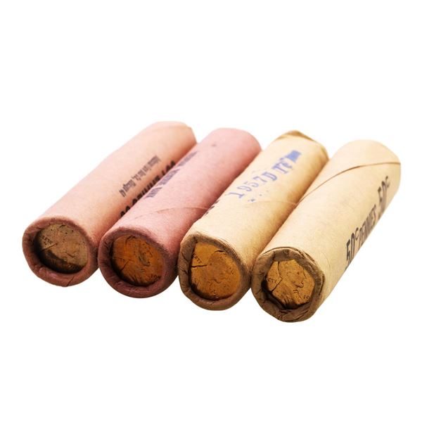 Lot of (2) 1957-D & 1958-D (50) Brilliant Uncirculated Lincoln Wheat Cent Coin Rolls