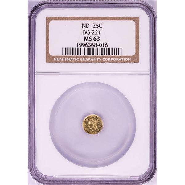 ND BG-221 California Fractional Gold Quarter Coin NGC MS63