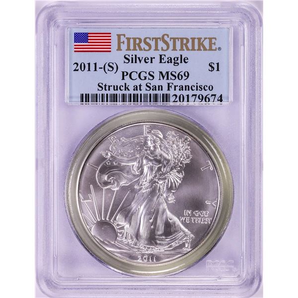 2011-(S) $1 American Silver Eagle Coin PCGS MS69 First Strike