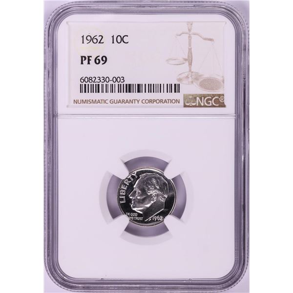 1962 Proof Roosevelt Dime Coin NGC PF69
