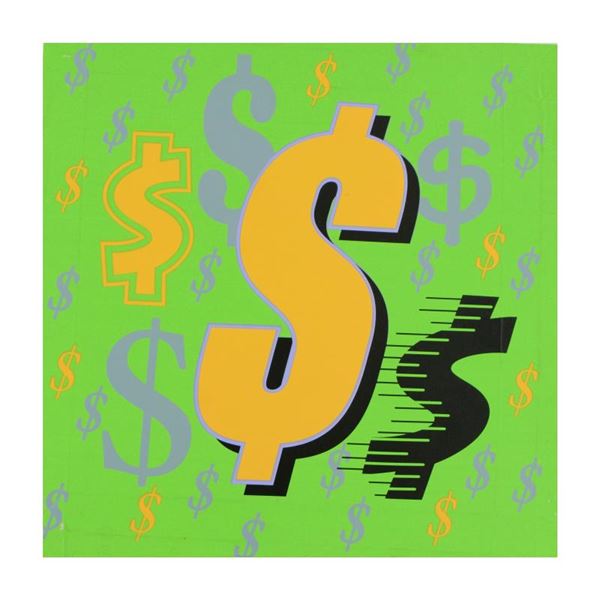Steve Kaufman (1960-2010) "Dollar Signs (Green Italic)" Original Serigraph on Canvas