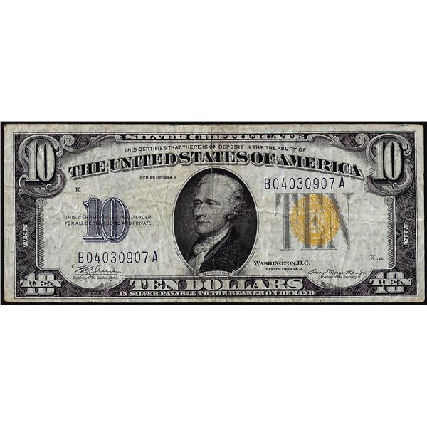1934A $10 North Africa WWII Emergency Issue Silver Certificate Note