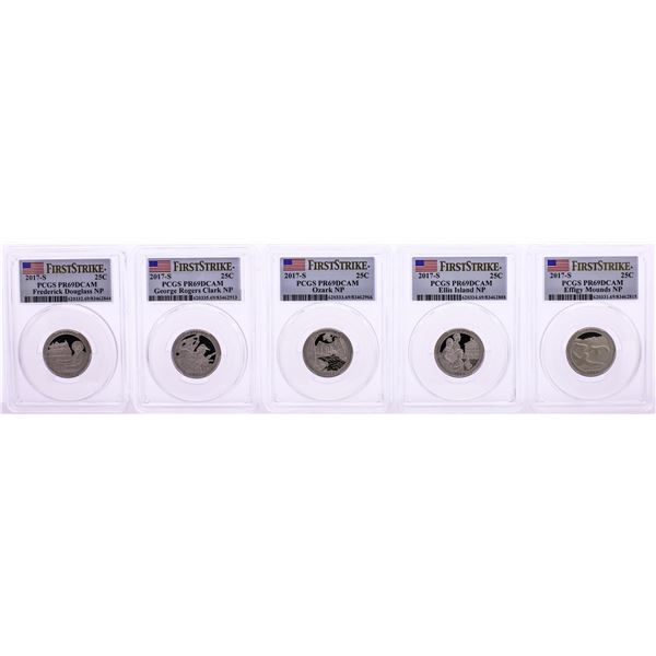 Set of (5) 2017-S Proof National Parks Quarter Coins PCGS PR69DCAM First Strike