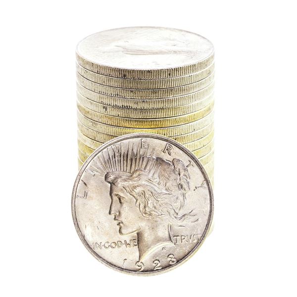 Roll of (20) Brilliant Uncirculated 1923 $1 Peace Silver Dollar Coins