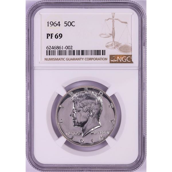 1964 Proof Kennedy Half Dollar Coin NGC PF69