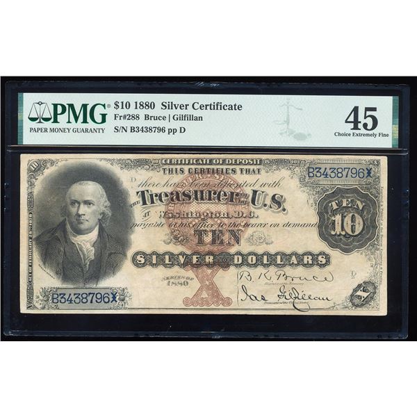 1880 $10 Silver Certificate Note Fr.288 PMG Choice Extremely Fine 45