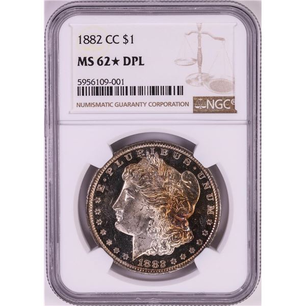 1882-CC $1 Morgan Silver Dollar Coin NGC MS62* DPL STAR Amazing Toning