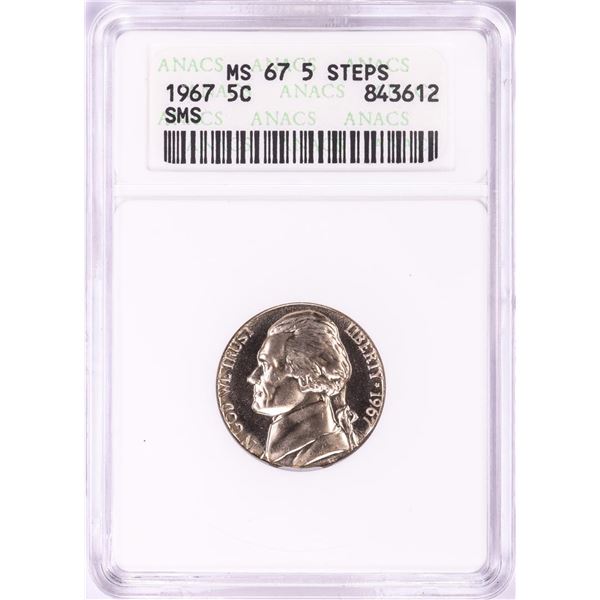 1967 SMS Jefferson Nickel Coin ANACS MS67 5 Steps