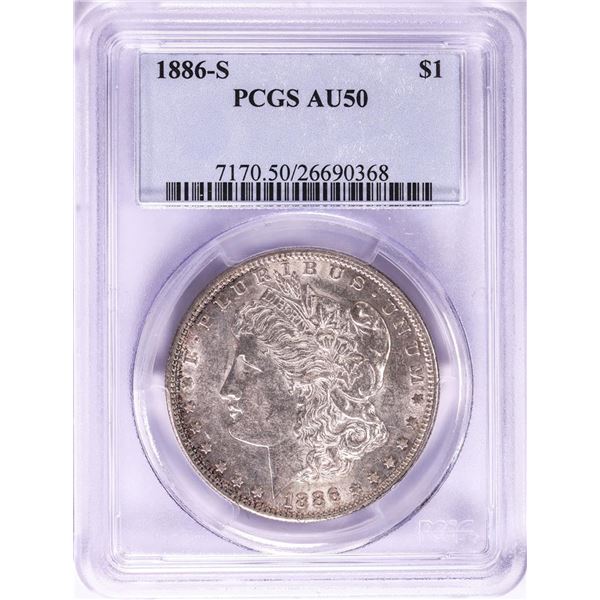 1886-S $1 Morgan Silver Dollar Coin PCGS AU50
