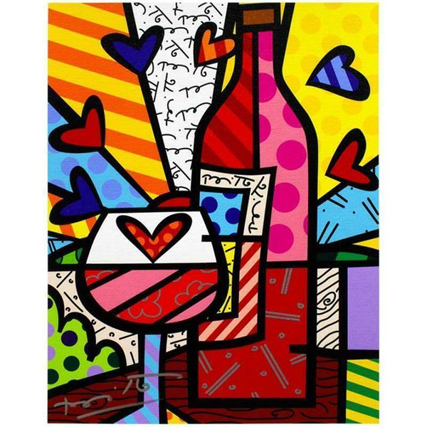 Romero Britto "Food & Wine" Limited Edition Giclee on Canvas