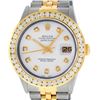 Image 2 : Rolex Men's Two Tone White 3 ctw Diamond Oyster Perpetual Datejust Wristwatch