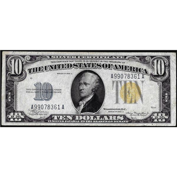 1934A $10 North Africa WWII Emergency Issue Silver Certificate Note