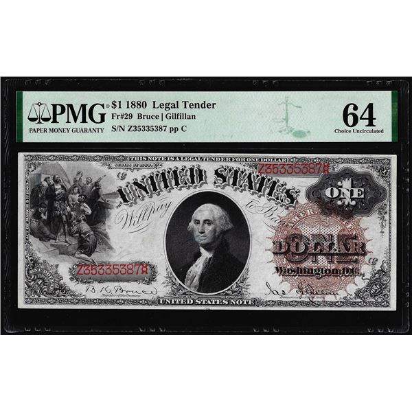 1880 $1 Legal Tender Note Fr.29 PMG Choice Uncirculated 64