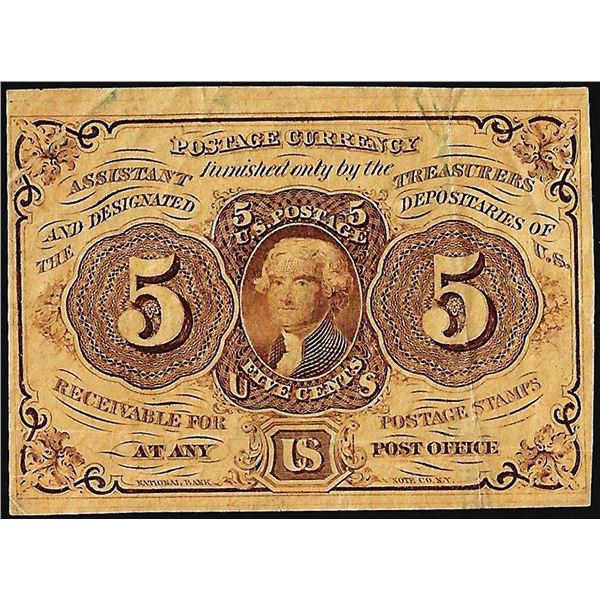 July 17, 1862 First Issue Five Cents Fractional Currency Note