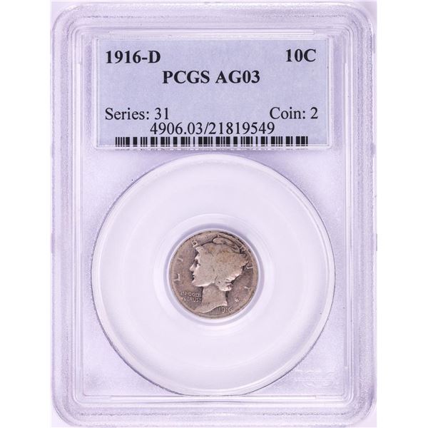 1916-D Mercury Dime Coin PCGS AG03