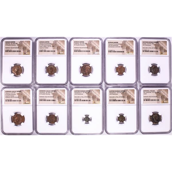 Lot of (10) Ancient Roman Empire Coins NGC Certified