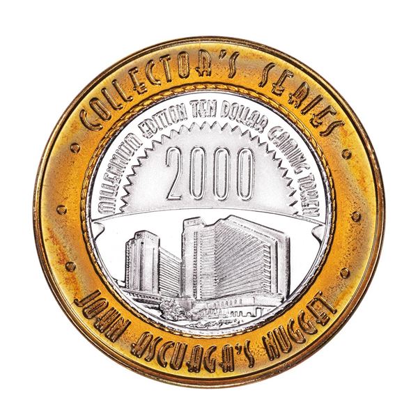 .999 Silver John Ascuagas Nugget Sparks, NV $10 Casino Gaming Token Limited Edition