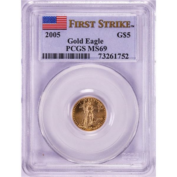 2005 $5 American Gold Eagle Con PCGS MS69 First Strike