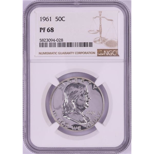 1961 Proof Franklin Half Dollar Coin NGC PF68