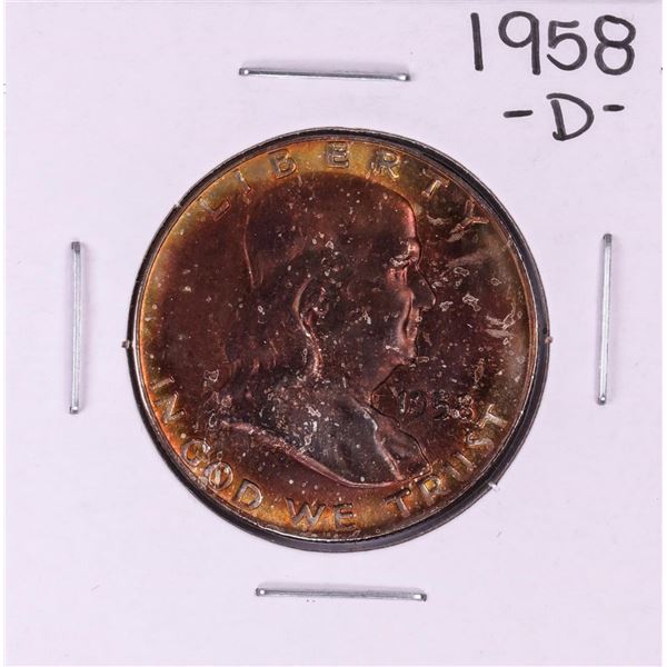 1958-D Franklin Half Dollar Coin Amazing Toning
