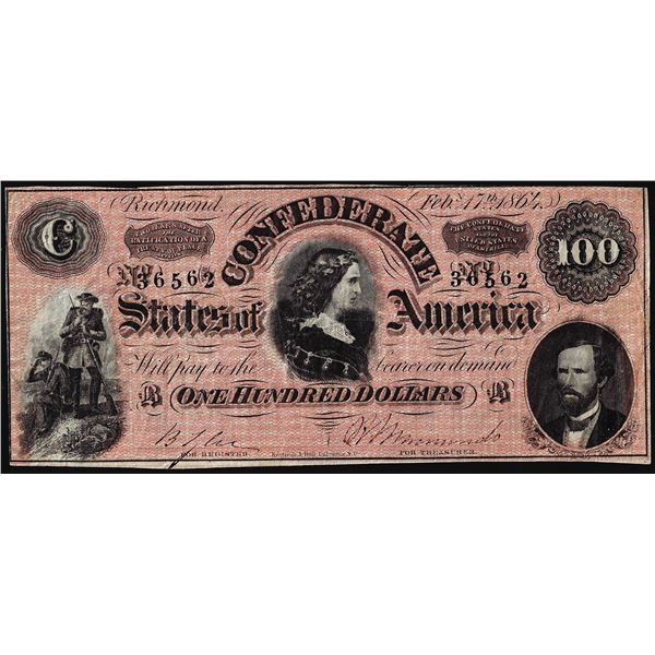 1864 $100 Confederate States of America Note