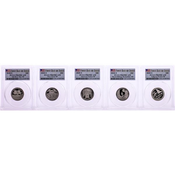 Set of (5) 2020-S Proof National Parks Quarter Coins PCGS PR69DCAM First Strike