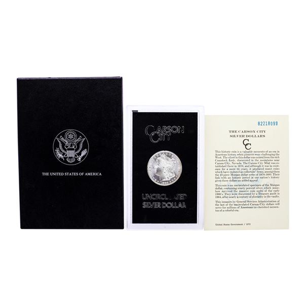 1882-CC $1 Morgan Silver Dollar Coin GSA Hoard Uncirculated w/Box & COA