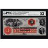 Image 1 : 1850's $3 Bank of Washington North Carolina Obsolete Note PMG About Uncirculated 53