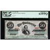 Image 1 : 1863 $50 Confederate States of America Note T-57 PCGS Choice New 63PPQ
