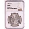 Image 1 : 1881-S $1 Morgan Silver Dollar Coin NGC MS61 Great Toning