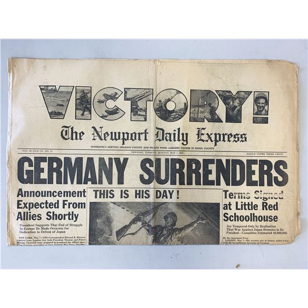 The Newport Daily Express Original 1945 Vintage Newspaper