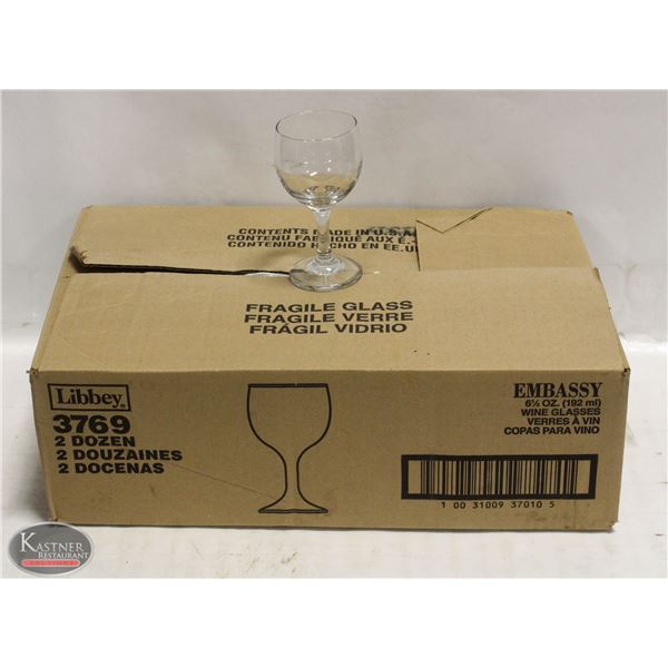 BOX OF WINE GLASSES 2 DOZEN