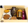 Image 1 : BOX OF BROWN CANISTERS / 2 VASES