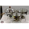 Image 1 : LOT OF 3 ROUND STAINLESS STEEL CHAFING DISHES