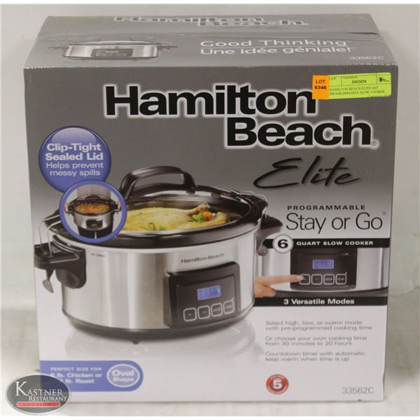 HAMILTON BEACH ELITE 6QT PROGRAMMABLE SLOW COOKER