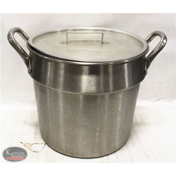 LARGE S/S STOCK POT W/ ALUMINIUM LID