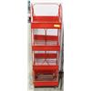 Image 1 : RED METAL DISPLAY RACK ON WHEELS 52" TALL