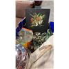 Image 2 : CANDLE HOLDERS, GLASS VASE, PURSE AND SMALL PAINTING