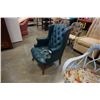 Image 2 : GREEN STUDDED LEATHER ARMCHAIR