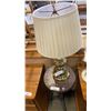Image 2 : 17 INCH TALL BIRD FIGURE BRUSHED METAL TABLE LAMP AND BRASS TABLE LAMP