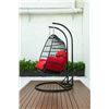 Image 2 : BRAND NEW RED DOUBLE HANGING EGG CHAIR - RETAIL $1969 W/ FOLDABLE FRAME, POWDER COATED STEEL FRAME, 