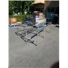 Image 1 : 2 METAL TABLE BASES - 8 FOOT X 30 INCH X 3 FOOT TALL AND 6 FOOR X 30 INCH X 32 INCHES TALL