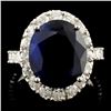 14K Gold 8.00ct Sapphire & 2.00ctw Diamond Ring