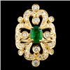 Image 1 : 14K Gold 1.50ct Emerald & 1.45ctw Diamond Ring
