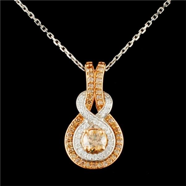 14K Gold 0.99ctw Fancy Color Diamond Pendant